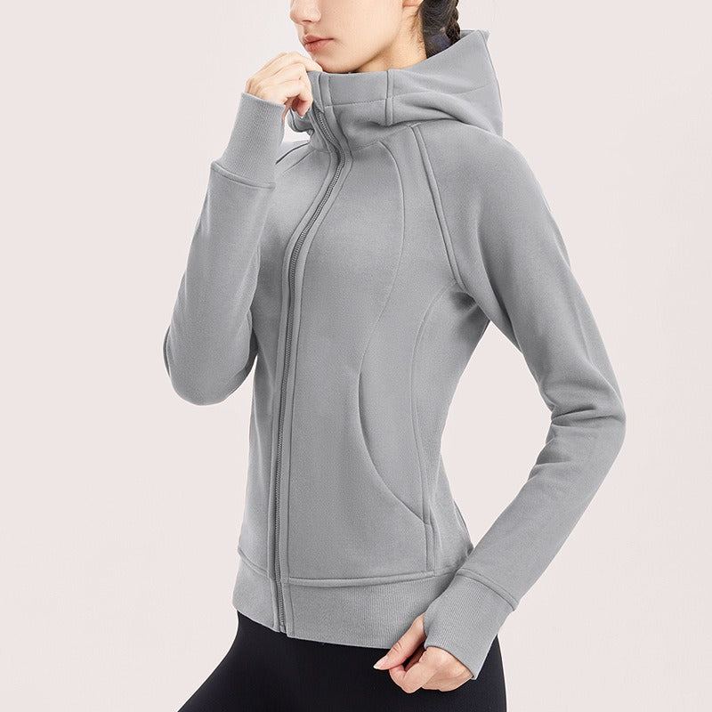 Yoga Sports Coat Women's Elastic Breathable Zipper Hoodie