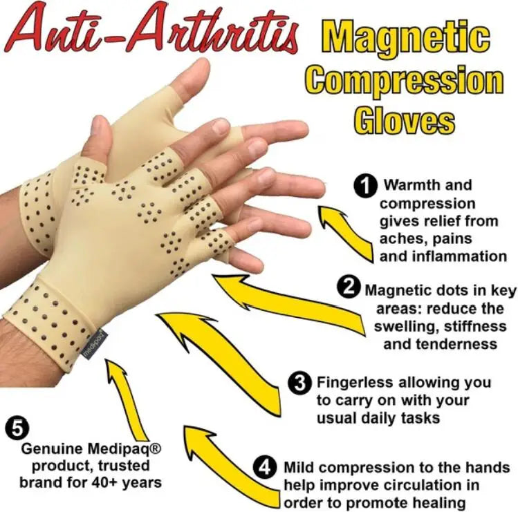 1 Pair Magnetic Therapy Fingerless Gloves Arthritis Pain Relief Heal Joints Braces Supports Health Care Tool Foot Care Tool