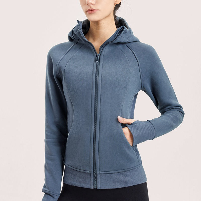 Yoga Sports Coat Women's Elastic Breathable Zipper Hoodie