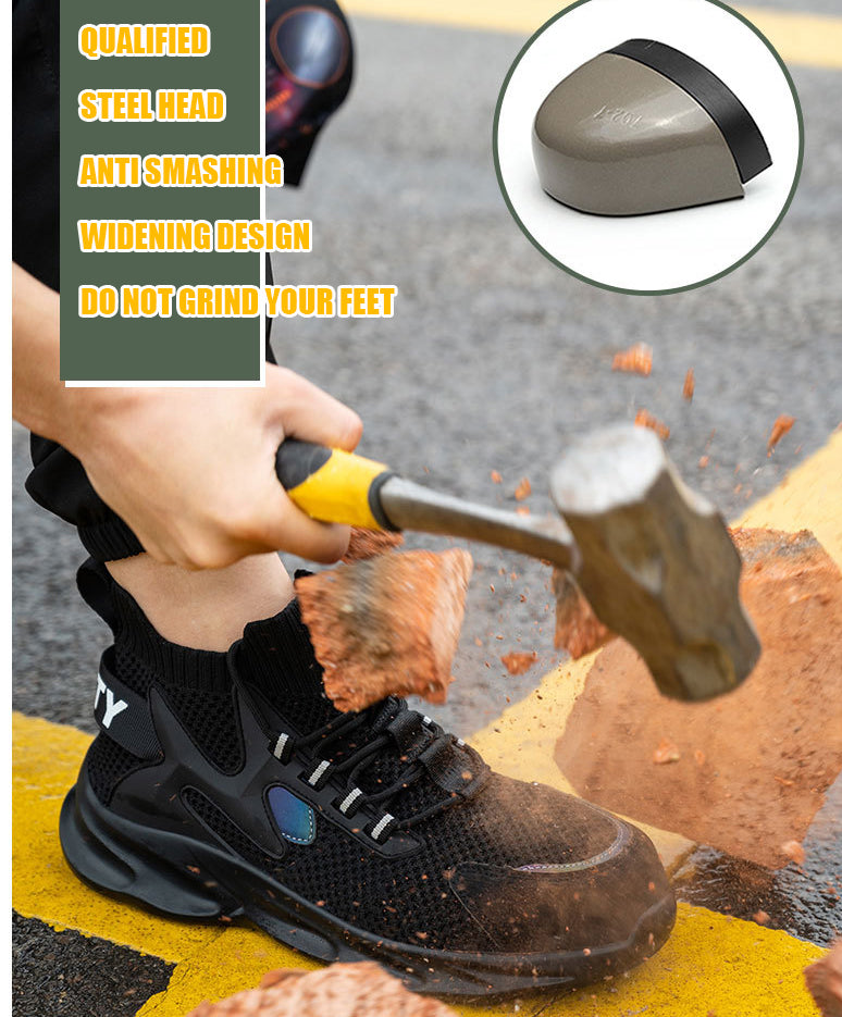 New Breathable Men's Summer Anti-Smashing And Anti-Puncture Work Shoes Lightweight Steel-Clad Head Site Safety Shoes