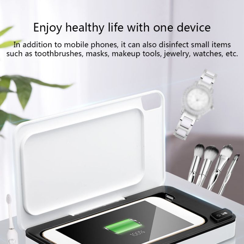 Mask Sterilizer Mobile Phone Wireless Charging Treasure Sterilization UV Sterilizers Multi Functional Portable Disinfection Box