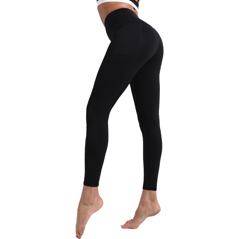 Yoga Pants with Pocket Women High Waist Hip Lift Tights Elastic Running Sports Fitness Seamless Leggings