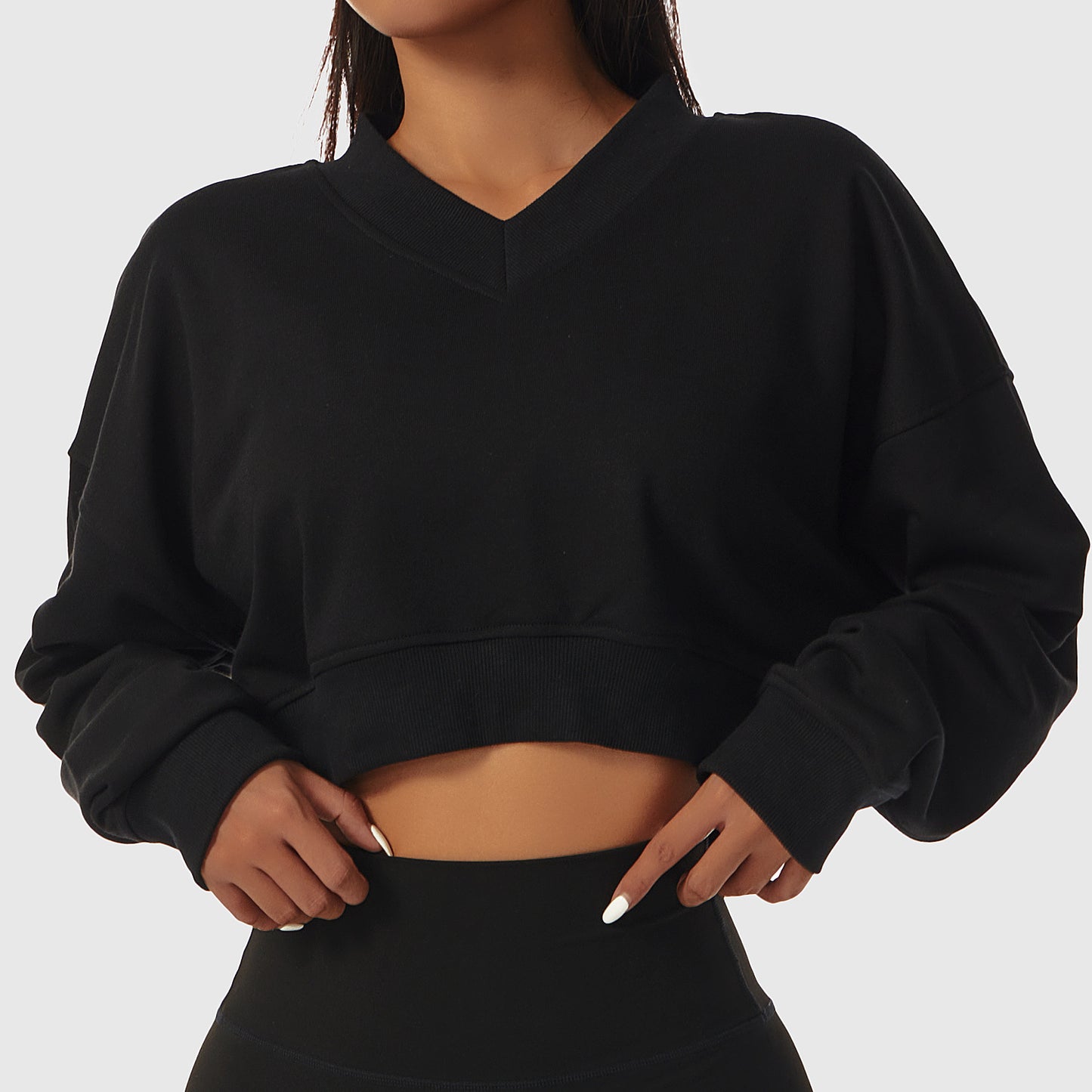 Loose Long Sleeve Sports Sweater For Women Outdoor Fitness Wear V-Neck Pullover Casual Top Fashionable Versatile Sweater