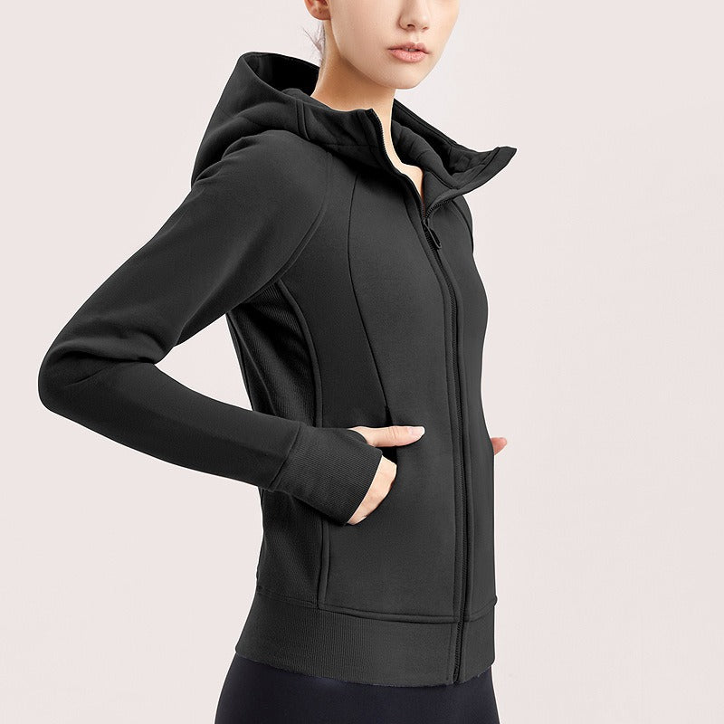 Yoga Sports Coat Women's Elastic Breathable Zipper Hoodie