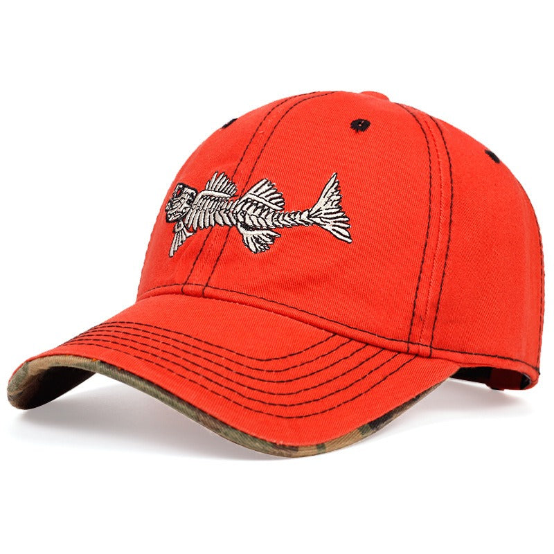 Hot selling fishbone embroidered baseball cap, outdoor sports cap, sunscreen cap, sunshade cap, duck tongue cap, travel cap