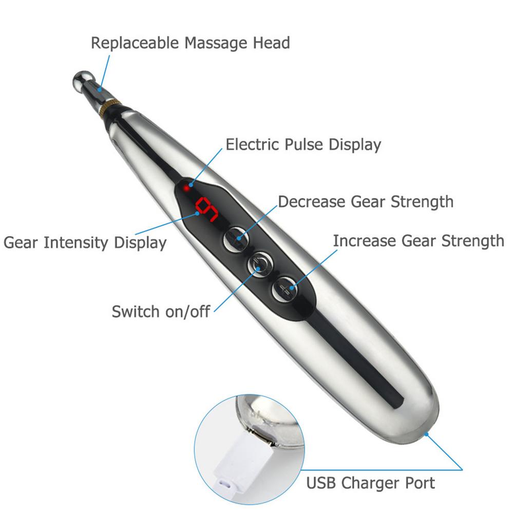 Rechargeable Acupoint Massage Pen 3/5 Head Acupuncture Device Pulse Magnetic Therapy Dredging Meridian Pen