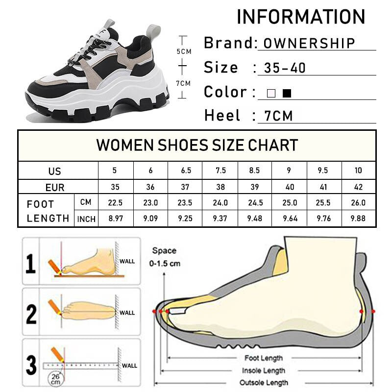 Women's Chunky Sneakers Thick Bottom Platform Vulcanize Shoes Fashion Breathable Casual Running Shoe for Woman Female