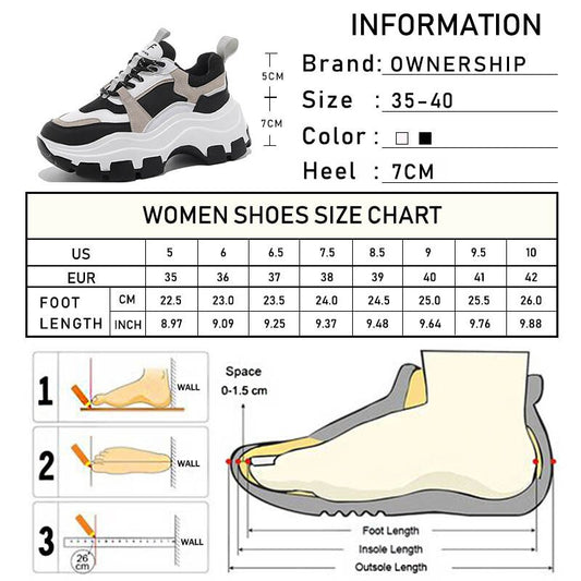 Women's Chunky Sneakers Thick Bottom Platform Vulcanize Shoes Fashion Breathable Casual Running Shoe for Woman Female