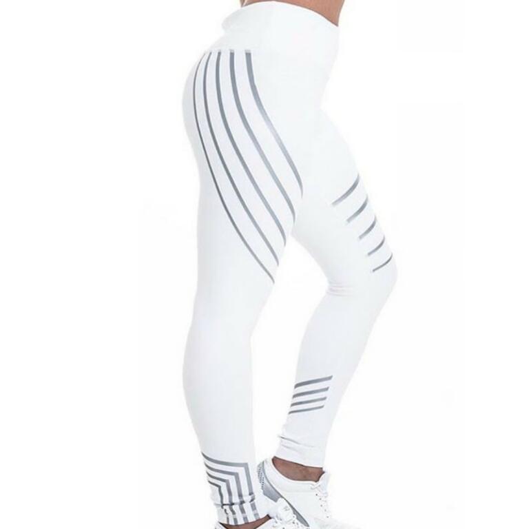 Tight Women Sexy Skinny Stripe Leggings Fitness Black White Pencil Pants Gym Running Workout sports Compression Trousers