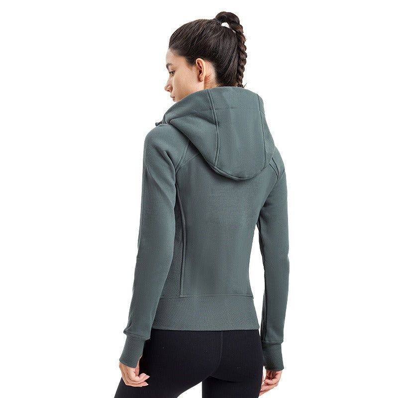 Yoga Sports Coat Women's Elastic Breathable Zipper Hoodie