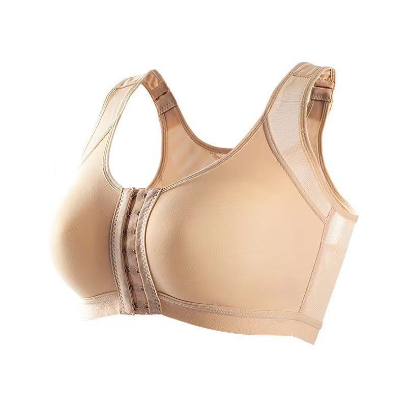 New large-sized fitness bra without chest pads, front buckle for breathability and comfort, and sports bra without steel rings