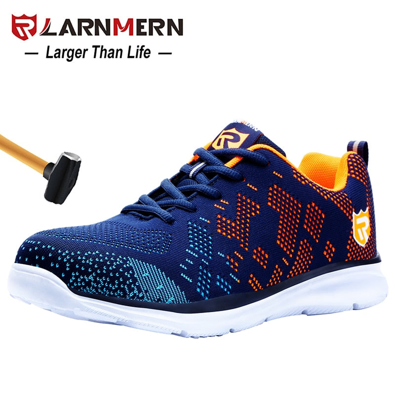 LARNMERN Lightweight Breathable Men Safety Shoes Steel Toe Work Shoes For Men Anti-smashing Construction Sneaker With Reflective