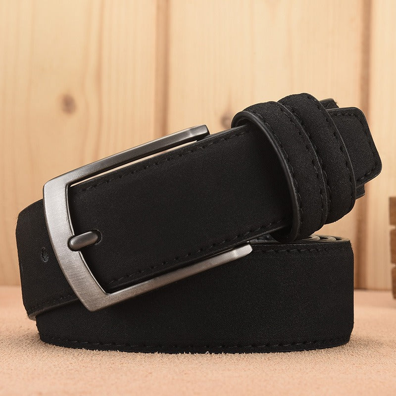 Belt, men's needle buckle, suede leather belt, male student retro casual belt, men's belt