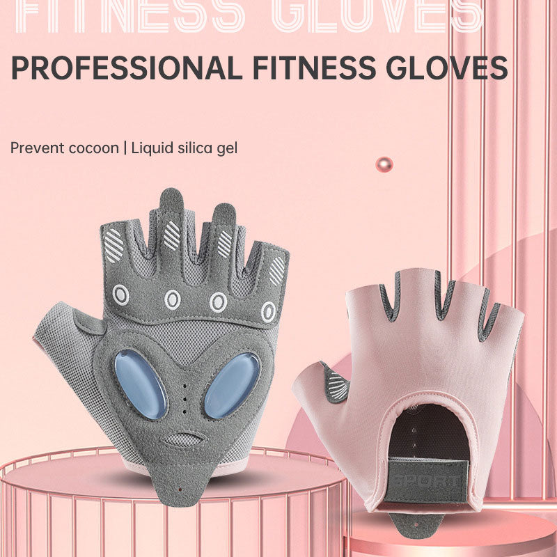 Sports gloves female yoga exercise anti-skid shock absorption half finger gloves wear-resistant breathable riding gloves