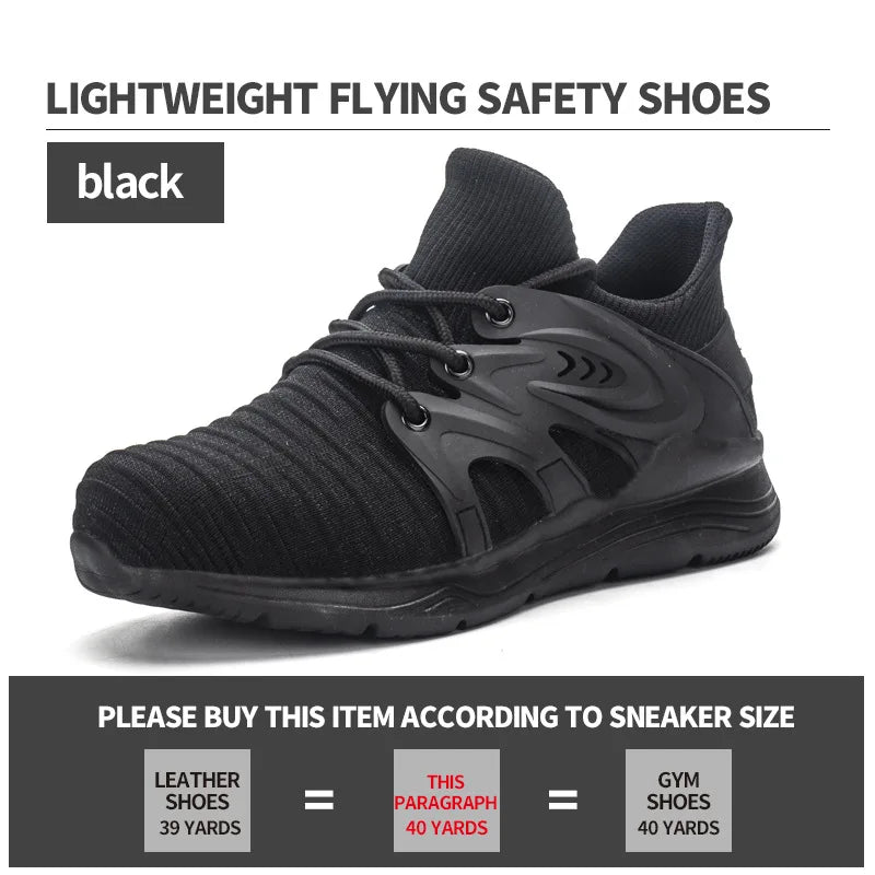 Indestructible Shoes Men and Women Steel Toe Safety Shoes Anti Smashing Men Work Footwear EVA Lightweight Breathable Sneakers