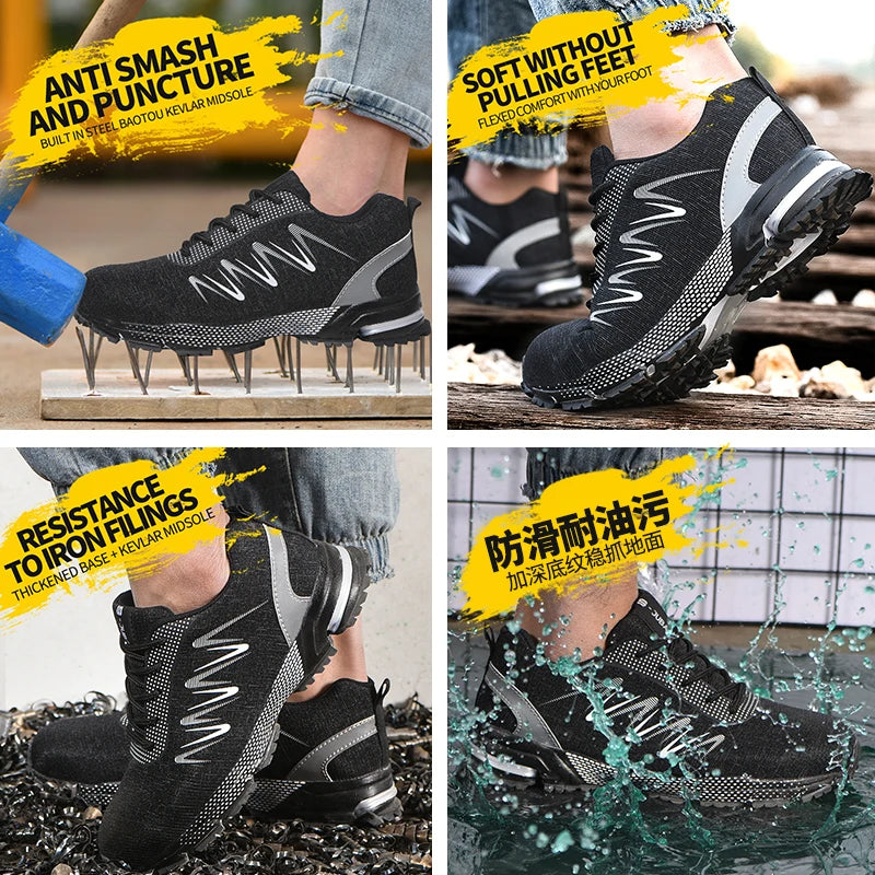 Steel Toe Construction Work Shoes Fashion Men Women Ultralight Mesh Industial Safety shoes