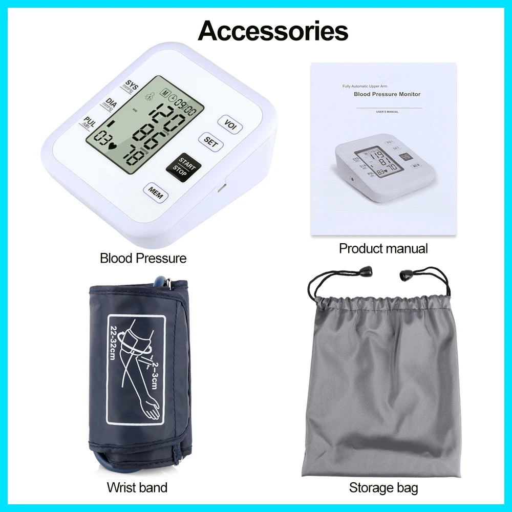 Health Care Arm Blood Pressure Monitor Heart Beat Rate Pulse Meter Tonometer Sphygmomanometers pulsometer